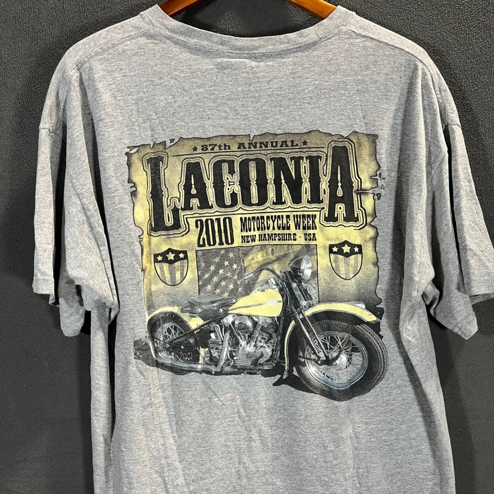 Laconia Motorcycle Week 2010 T-Shirt Mens XL Gray 87th Annual Biker Graphic Tee